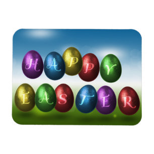Colourful Happy Easter Eggs Magnet