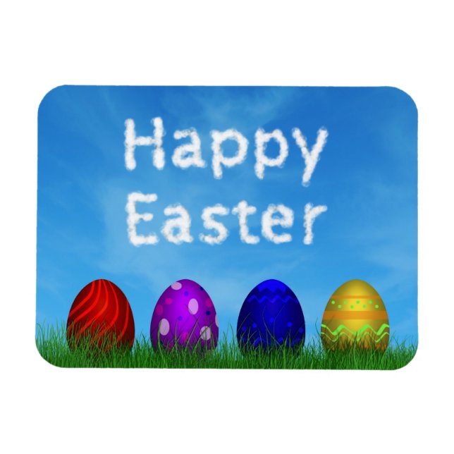Colourful Happy Easter Eggs Magnet (Horizontal)