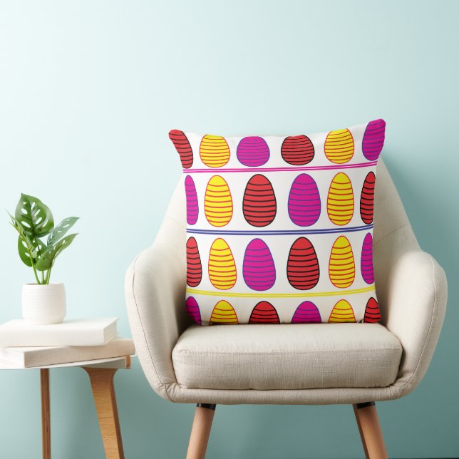 Colourful Happy Easter Eggs Pattern  Throw Pillow (Chair)