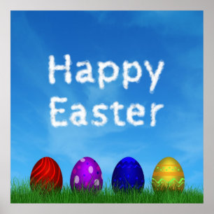 Colourful Happy Easter Eggs Poster