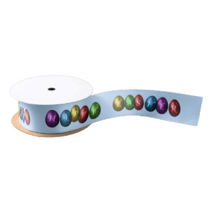 Colourful Happy Easter Eggs Satin Ribbon
