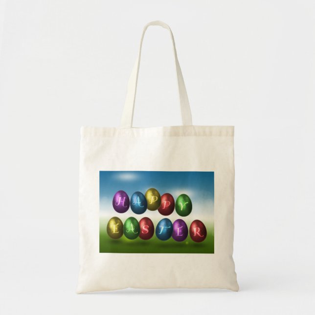 Colourful Happy Easter Eggs Tote Bag (Front)