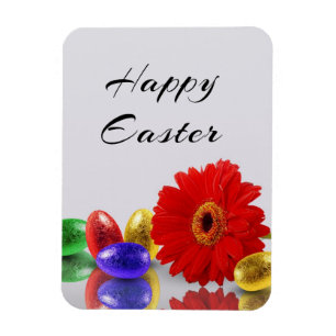Colourful Happy Easter Eggs with Gerbera Magnet