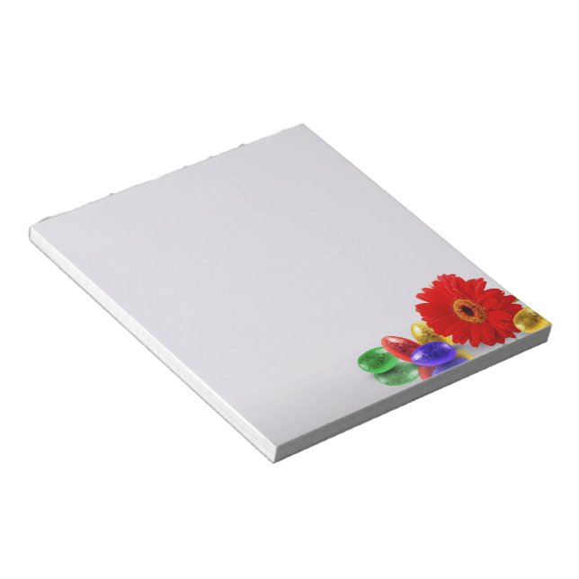 Colourful Happy Easter Eggs with Gerbera Notepad (Angled)