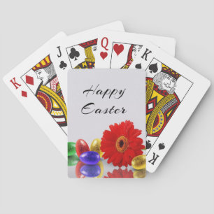 Colourful Happy Easter Eggs with Gerbera Playing Cards