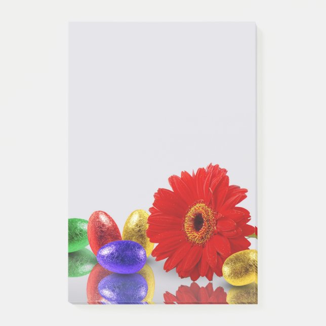 Colourful Happy Easter Eggs with Gerbera Post-it Notes (Front)