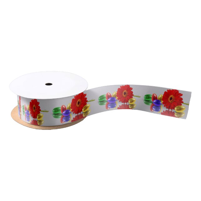 Colourful Happy Easter Eggs with Gerbera Satin Ribbon (Spool)