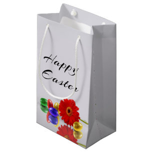 Colourful Happy Easter Eggs with Gerbera Small Gift Bag