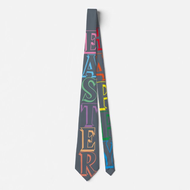 Colourful Happy Easter Greeting Text Tie (Front)