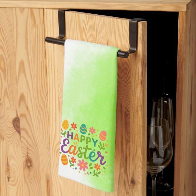 Colourful Happy Easter   Kitchen Towel (Thirds Fold)