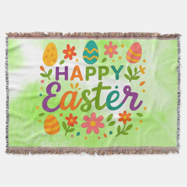 Colourful Happy Easter   Throw Blanket (Front)