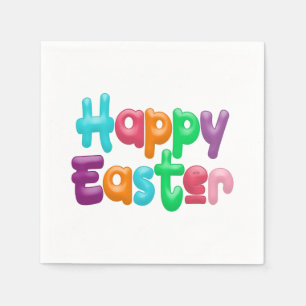 Colourful Happy Easter Typography   Paper Napkin