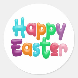 Colourful Happy Easter Typography Sticker Seal