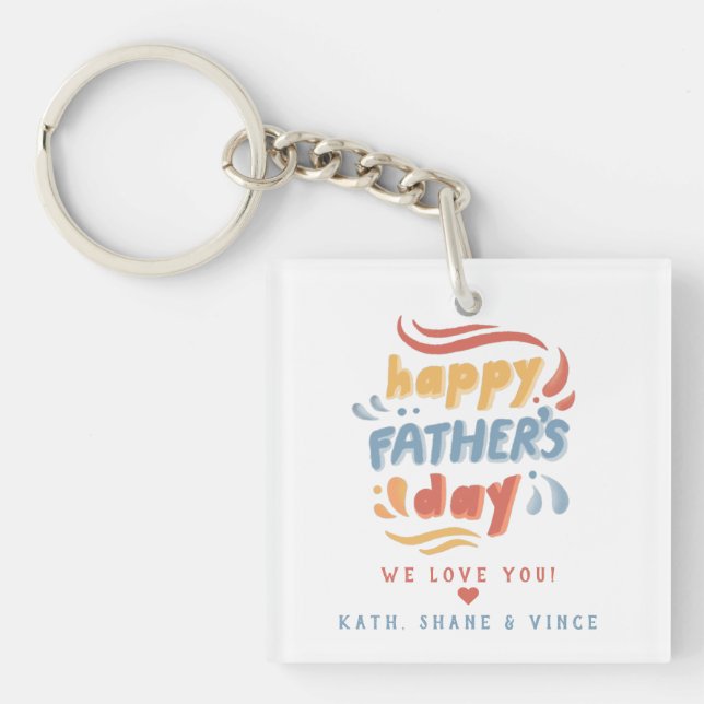 Colourful Happy Father’s Day Personalized Keychain (Front)
