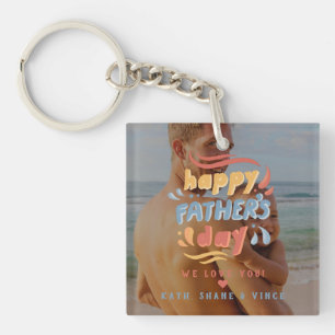 Colourful Happy Father’s Day Personalized Photo Keychain