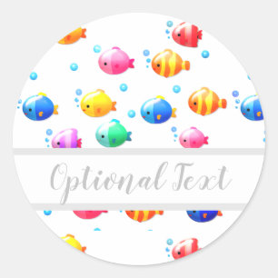 Colourful Happy Fish with Bubbles  Classic Round Sticker