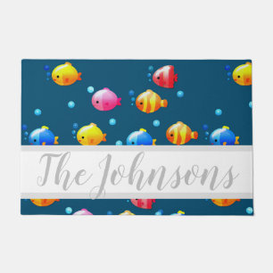 Colourful Happy Fish with Bubbles Doormat