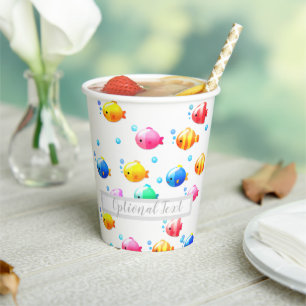 Colourful Happy Fish with Bubbles Paper Cups