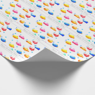 Colourful Happy Fish with Bubbles Wrapping Paper
