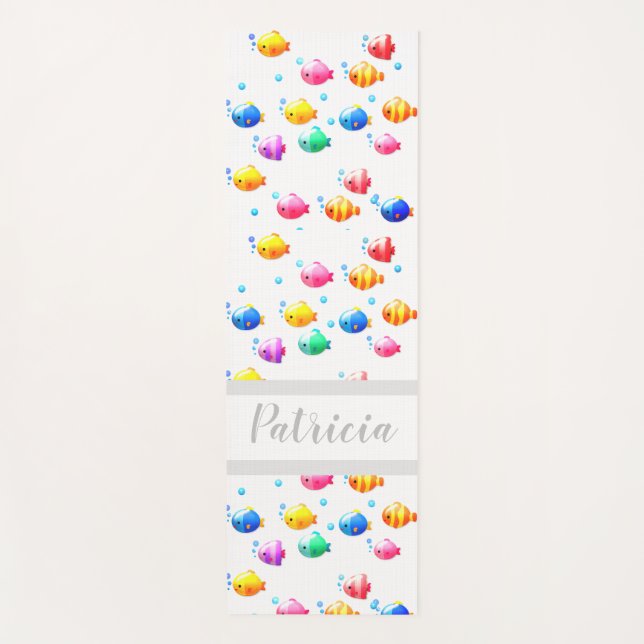 Colourful Happy Fish with Bubbles  Yoga Mat (Front)