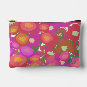 Colourful Happy Floral Pattern +Initials Accessory Pouch