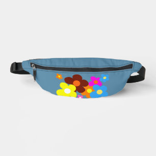 Colourful Happy Flowers Dusty Blue Fanny Pack