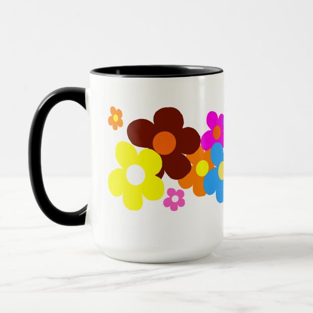 Colourful Happy Flowers Mug (Left)