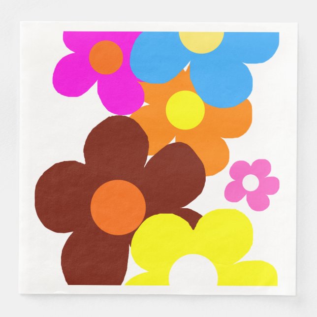 Colourful Happy Flowers Napkin (Front)