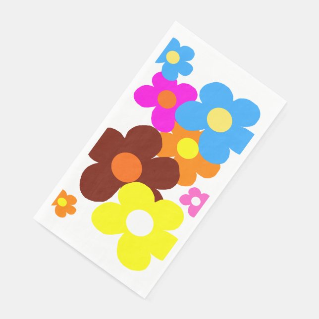 Colourful Happy Flowers Napkin (Corner)