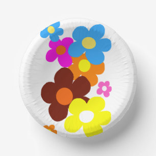 Colourful Happy Flowers Paper Plate