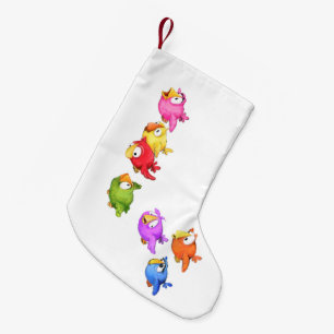 Colourful Happy Flying Birds - Cute Funny Sparrows Small Christmas Stocking