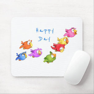 Colourful Happy Flying Birds Mouse Pad