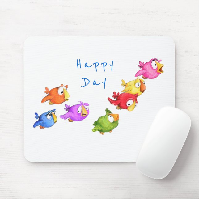 Colourful Happy Flying Birds Mouse Pad (With Mouse)