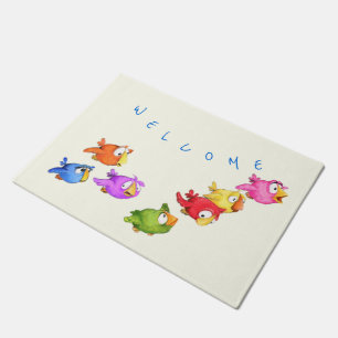 Colourful Happy Flying Birds - Welcome Doormat
