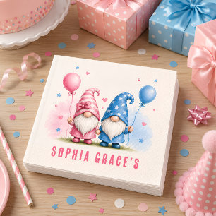 Colourful Happy Gnomes Birthday Napkin