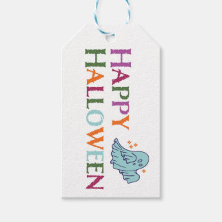 Colourful Happy Halloween Ghost Treat Tags