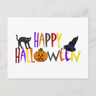 Colourful Happy Halloween Holiday Postcard