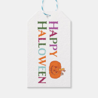 Colourful Happy Halloween Pumpkin Candy Tags