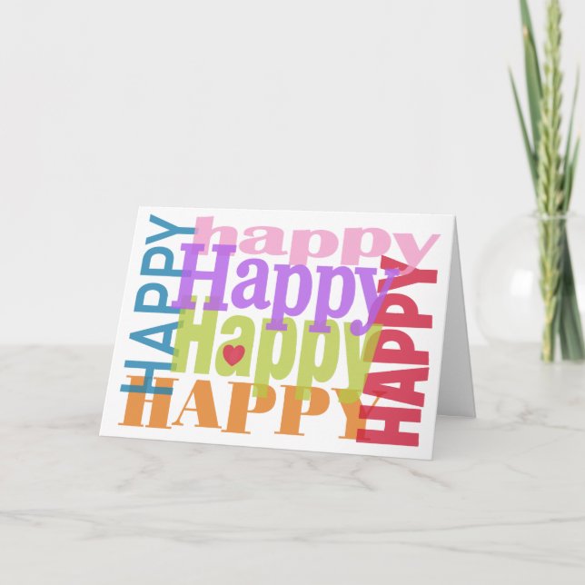 Colourful Happy Happy Heart Anniversary Card (Front)