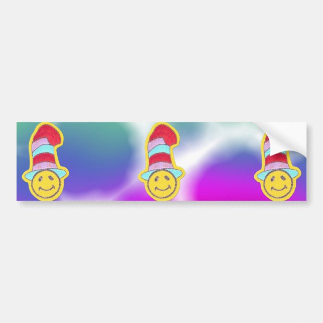 Colourful Happy Hippie Face Bumper Sticker (Front)