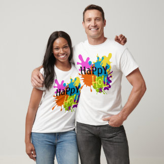 Colourful Happy Holi Customized  T-Shirt