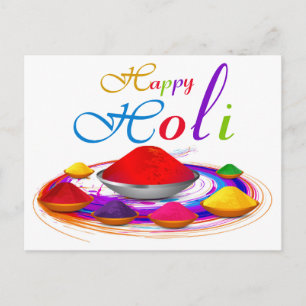 Colourful Happy Holi Powders Paint Swirl Postcard