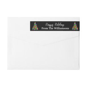 Colourful Happy Holidays Trees Return Address Wrap Around Label