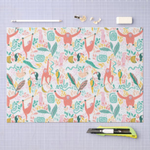 Colourful Happy Jungle Animals Pattern Tissue Paper