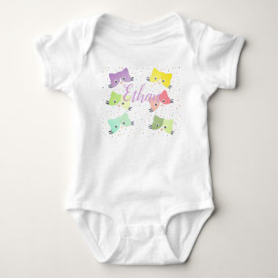 Colourful Happy Kittens Pattern Baby Bodysuit