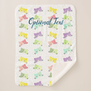 Colourful Happy Kittens Pattern Sherpa Blanket