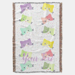 Colourful Happy Kittens Pattern Throw Blanket