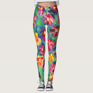 Colourful Happy Little Flowers Original Artwork Leggings