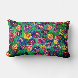 Colourful Happy Little Flowers Original Artwork Lumbar Pillow