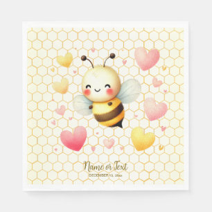Colourful Happy Little Honey Bee Baby Shower Cute Napkin